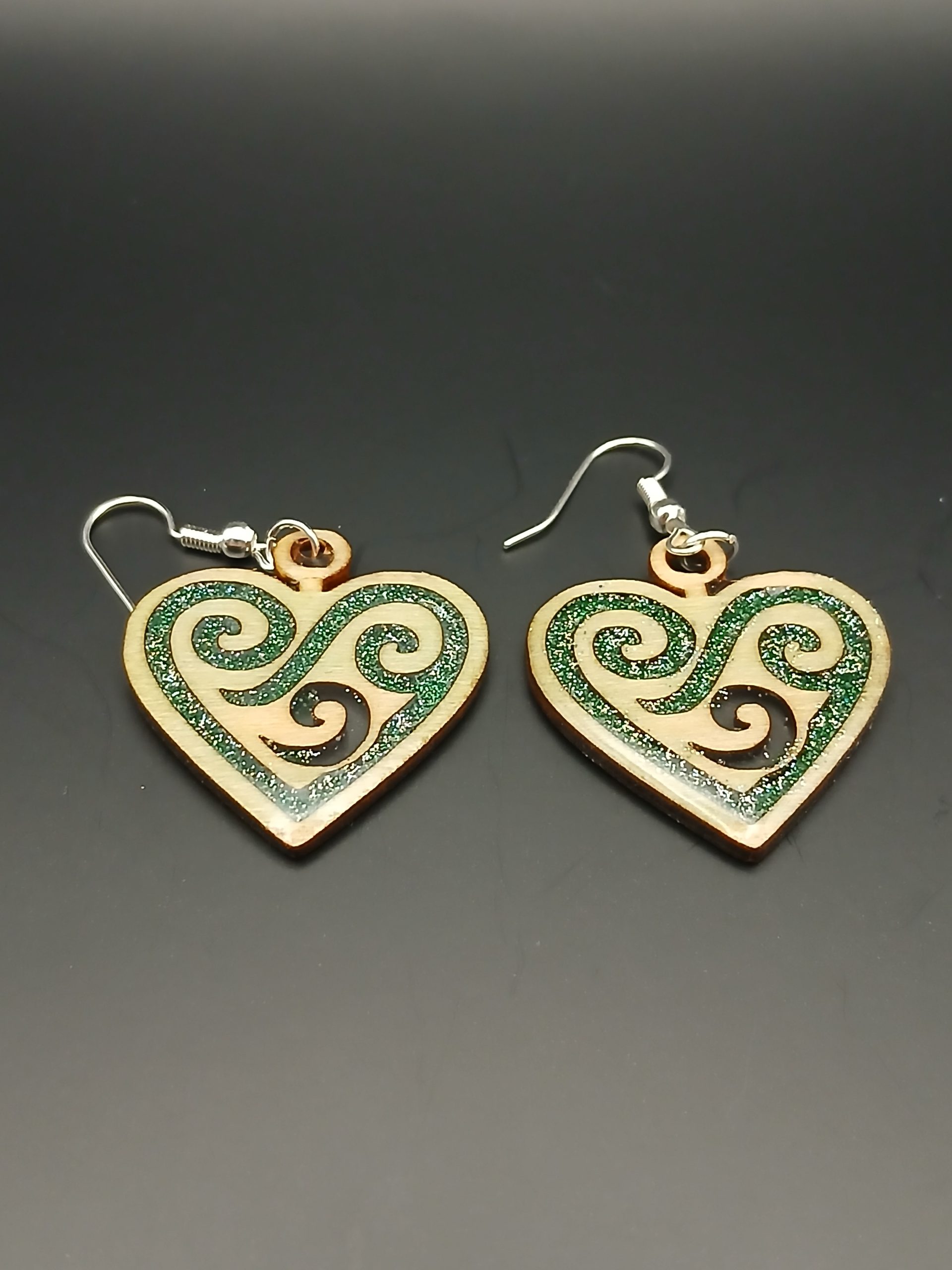 Boucle d\'oreille coeur vert